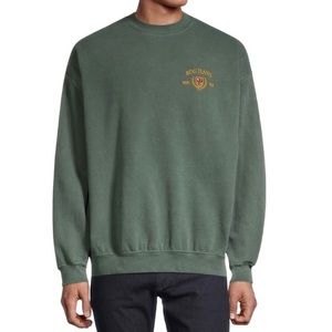 BDG Men's Crewneck Sweatshirt in Olive Green with Gold Logo